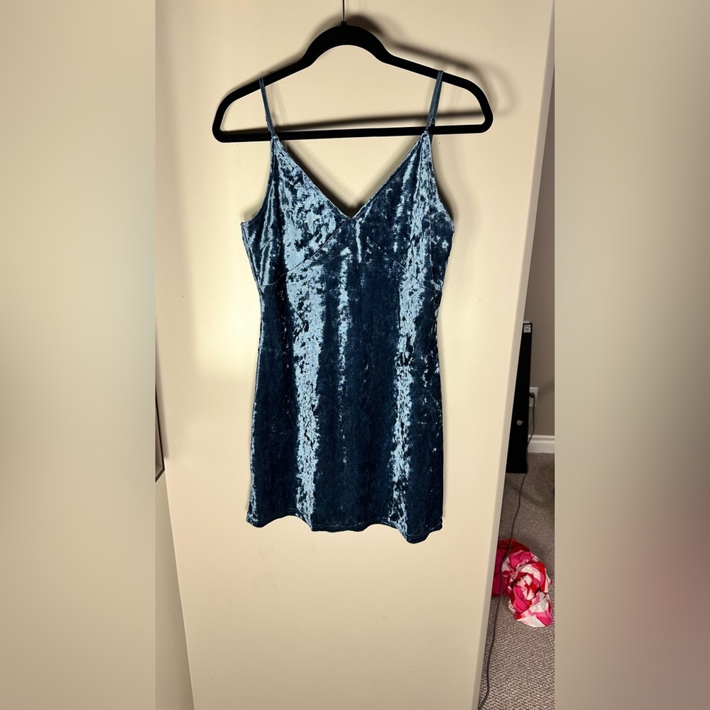 Honey Belle Blue Velvet Camisole Dress
